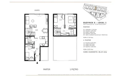 Rzut - Mieszkanie na sprzedaż 3 pokoje o powierzchni 85,22 m² - numer B6/M1 w Wille Estezja