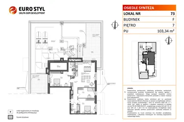 Rzut - Mieszkanie na sprzedaż 4 pokoje o powierzchni 103,34 m² - numer F.73 w Osiedle Synteza etap IV