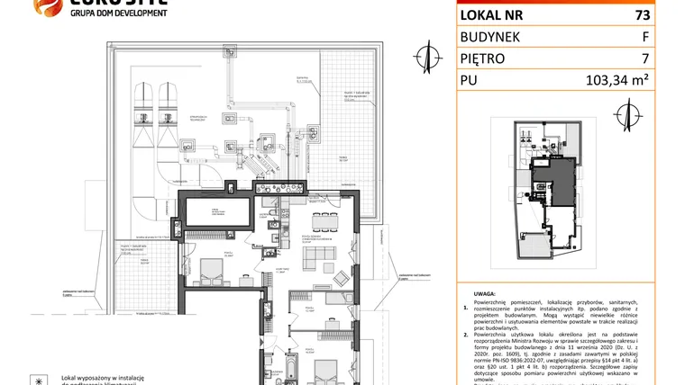 Rzut - Mieszkanie na sprzedaż 4 pokoje o powierzchni 103,34 m² - numer F.73 w Osiedle Synteza etap IV