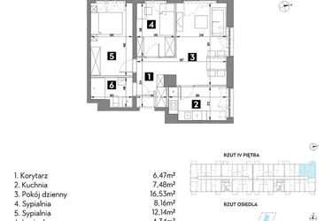 Rzut - Mieszkanie na sprzedaż 3 pokoje o powierzchni 55,13 m² - numer A2/4/8 w Metr Kwadrat