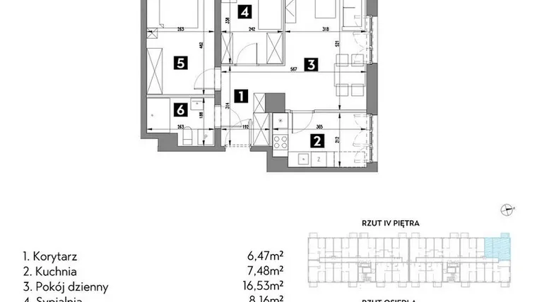 Rzut - Mieszkanie na sprzedaż 3 pokoje o powierzchni 55,13 m² - numer A2/4/8 w Metr Kwadrat