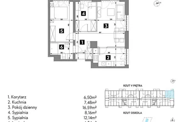 Rzut - Mieszkanie na sprzedaż 3 pokoje o powierzchni 55 m² - numer A2/5/8 w Metr Kwadrat