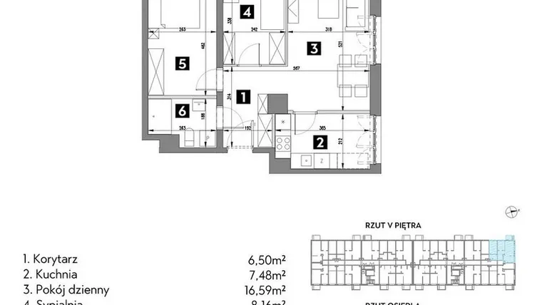 Rzut - Mieszkanie na sprzedaż 3 pokoje o powierzchni 55 m² - numer A2/5/8 w Metr Kwadrat
