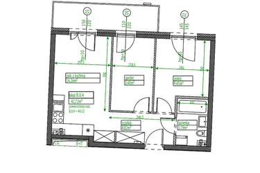 Rzut - Mieszkanie na sprzedaż 2 pokoje o powierzchni 42,72 m² - numer B.III.4 w Osiedle Opolska