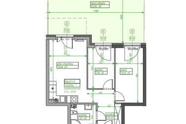 Rzut - Mieszkanie na sprzedaż 2 pokoje o powierzchni 45,63 m² - numer C.I.2 w Osiedle Opolska