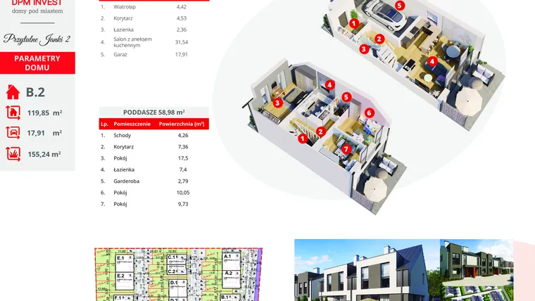 Rzut - Dom na sprzedaż 4 pokoje o powierzchni 119,8 m² - numer B.2 w Osiedle Przytulne Janki II etap 2