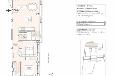 Rzut - Mieszkanie na sprzedaż 2 pokoje o powierzchni 93,93 m² - numer 2 w Mieszkania w Hondón de las Nieves - 65879943