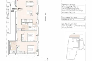 Rzut - Mieszkanie na sprzedaż 2 pokoje o powierzchni 83,8 m² - numer 2.1 w Mieszkania w Hondón de las Nieves - 65879943