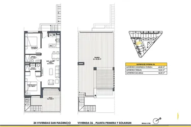 Rzut - Dom na sprzedaż 2 pokoje o powierzchni 63,5 m² - numer 26 w Domy w San Fulgencio - 46495750