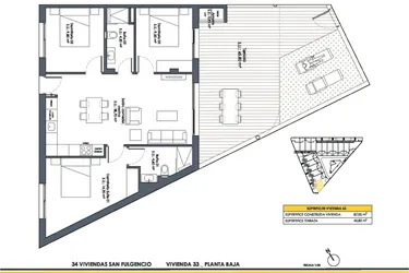 Rzut - Dom na sprzedaż 3 pokoje o powierzchni 87 m² - numer 33 w Domy w San Fulgencio - 46495750