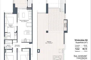 Rzut - Dom na sprzedaż 3 pokoje o powierzchni 98,15 m² - numer 0-4 w Domy w Ciudad Quesada - 18228363