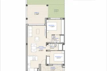 Rzut - Mieszkanie na sprzedaż 2 pokoje o powierzchni 113,11 m² - numer 0.6 w Mieszkania w Los Alcázares - 67948429
