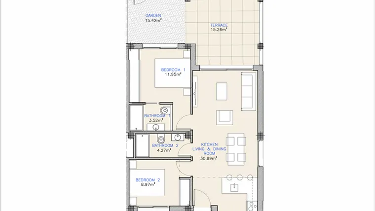 Rzut - Mieszkanie na sprzedaż 2 pokoje o powierzchni 161,08 m² - numer 0.5 w Mieszkania w Los Alcázares - 67948429