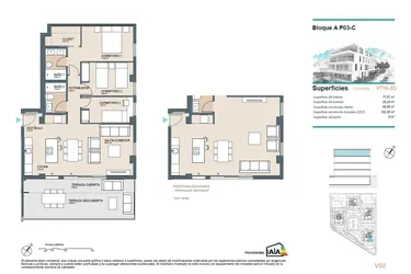 Rzut - Mieszkanie na sprzedaż 3 pokoje o powierzchni 102 m² - numer 3-C w Apartamenty w Benicasim - 40302107