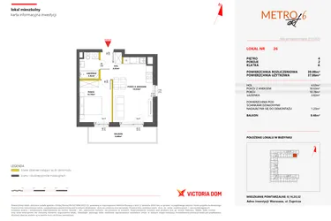 Rzut - Mieszkanie na sprzedaż 2 pokoje o powierzchni 37,86 m² - numer 26 w Metro Art 6