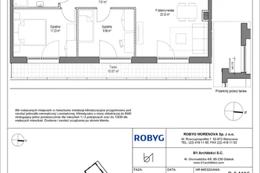 Rzut - Mieszkanie na sprzedaż 3 pokoje o powierzchni 53,9 m² - numer B.5M05 w Leszczyńskich 2