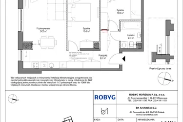 Rzut - Mieszkanie na sprzedaż 3 pokoje o powierzchni 61,59 m² - numer A.5M04 w Leszczyńskich 2