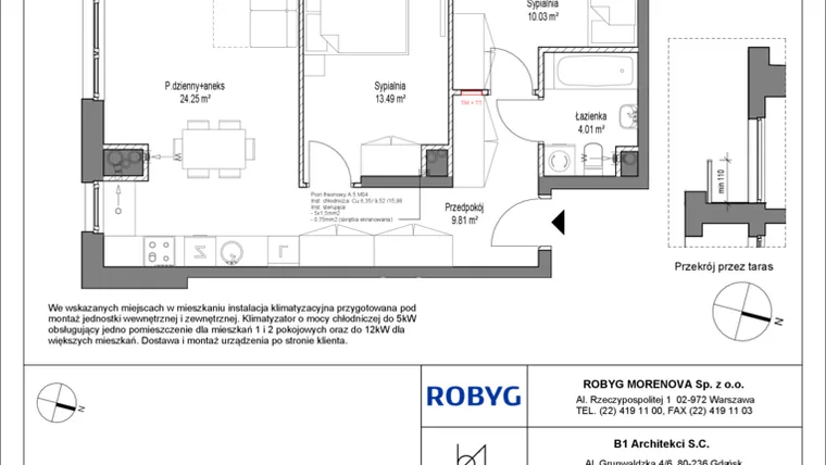 Rzut - Mieszkanie na sprzedaż 3 pokoje o powierzchni 61,59 m² - numer A.5M04 w Leszczyńskich 2