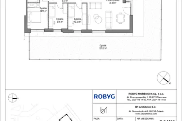 Rzut - Mieszkanie na sprzedaż 4 pokoje o powierzchni 89,83 m² - numer B.0M03 w Leszczyńskich 2