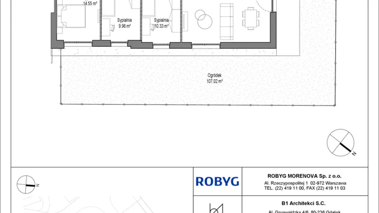 Rzut - Mieszkanie na sprzedaż 4 pokoje o powierzchni 89,83 m² - numer B.0M03 w Leszczyńskich 2