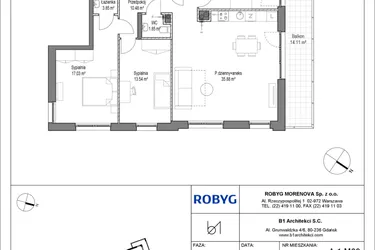 Rzut - Mieszkanie na sprzedaż 4 pokoje o powierzchni 100,92 m² - numer A.1M09 w Leszczyńskich 2