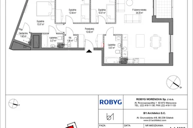 Rzut - Mieszkanie na sprzedaż 4 pokoje o powierzchni 100,77 m² - numer A.1M08 w Leszczyńskich 2