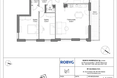 Rzut - Mieszkanie na sprzedaż 4 pokoje o powierzchni 100,92 m² - numer A.2M09 w Leszczyńskich 2