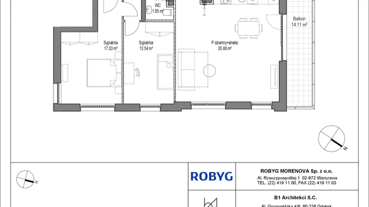 Rzut - Mieszkanie na sprzedaż 4 pokoje o powierzchni 100,92 m² - numer A.2M09 w Leszczyńskich 2