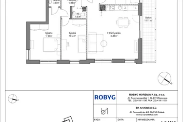 Rzut - Mieszkanie na sprzedaż 4 pokoje o powierzchni 100,92 m² - numer A.3M08 w Leszczyńskich 2