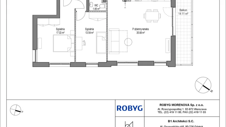 Rzut - Mieszkanie na sprzedaż 4 pokoje o powierzchni 100,92 m² - numer A.3M08 w Leszczyńskich 2
