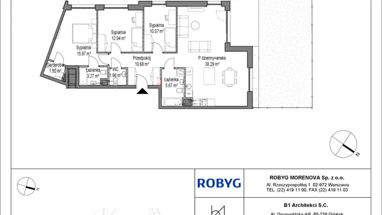 Rzut - Mieszkanie na sprzedaż 4 pokoje o powierzchni 100,77 m² - numer A.0M07 w Leszczyńskich 2