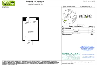 Rzut - Mieszkanie na sprzedaż 1 pokój o powierzchni 28,72 m² - numer 10D/27 w Jasielska 8C etap II