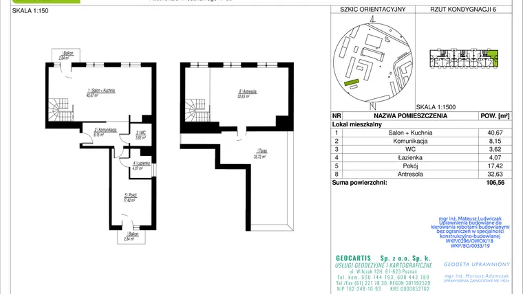 Rzut - Mieszkanie na sprzedaż 2 pokoje o powierzchni 106,56 m² - numer 10D/20 w Jasielska 8C etap II