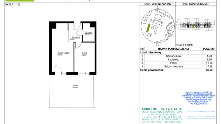 Rzut - Mieszkanie na sprzedaż 2 pokoje o powierzchni 36,53 m² - numer 10C/10 w Jasielska 8C etap II