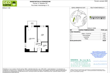 Rzut - Mieszkanie na sprzedaż 2 pokoje o powierzchni 36,68 m² - numer 10C/13 w Jasielska 8C etap II