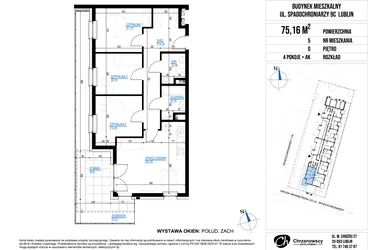 Rzut - Mieszkanie na sprzedaż 4 pokoje o powierzchni 75,16 m² - numer 5 w Vieniava edycja druga