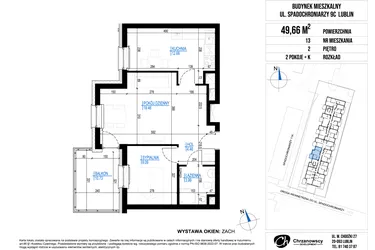 Rzut - Mieszkanie na sprzedaż 2 pokoje o powierzchni 49,66 m² - numer 13 w Vieniava edycja druga
