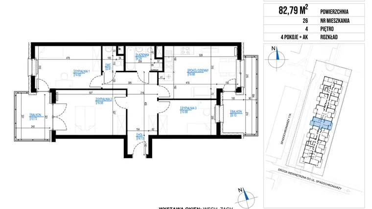 Rzut - Mieszkanie na sprzedaż 4 pokoje o powierzchni 82,79 m² - numer 26 w Vieniava edycja druga