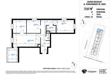 Rzut - Mieszkanie na sprzedaż 4 pokoje o powierzchni 73,97 m² - numer 52 w Vieniava edycja druga