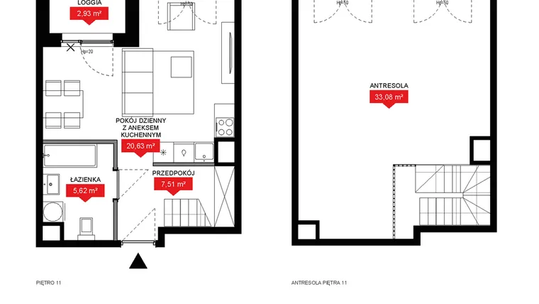 Rzut - Mieszkanie na sprzedaż 1 pokój o powierzchni 66,64 m² - numer A1 148 w 29L