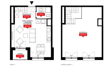 Rzut - Mieszkanie na sprzedaż 1 pokój o powierzchni 68,38 m² - numer A1 145 w 29L
