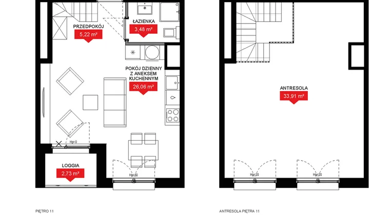 Rzut - Mieszkanie na sprzedaż 1 pokój o powierzchni 68,59 m² - numer A2 357 w 29L