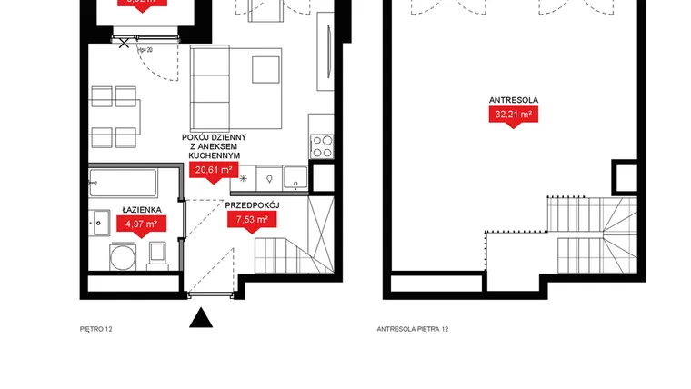 Rzut - Mieszkanie na sprzedaż 1 pokój o powierzchni 65,33 m² - numer A2 371 w 29L