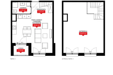Rzut - Mieszkanie na sprzedaż 1 pokój o powierzchni 70,66 m² - numer A2 358 w 29L