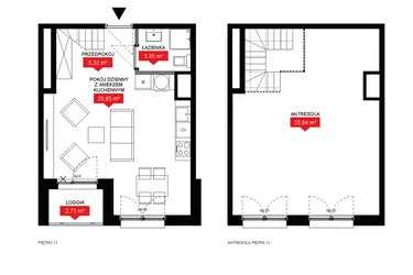 Rzut - Mieszkanie na sprzedaż 1 pokój o powierzchni 68,34 m² - numer A1 143 w 29L