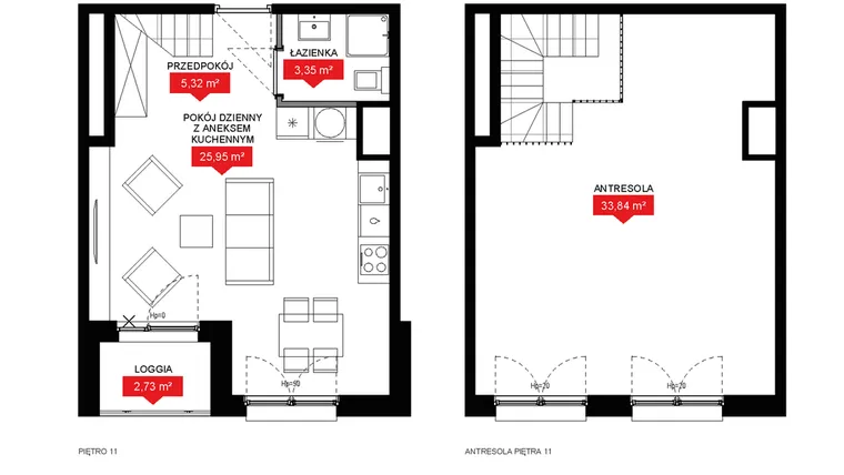 Rzut - Mieszkanie na sprzedaż 1 pokój o powierzchni 68,34 m² - numer A1 143 w 29L