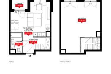 Rzut - Mieszkanie na sprzedaż 1 pokój o powierzchni 67,71 m² - numer A1 139 w 29L