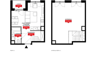 Rzut - Mieszkanie na sprzedaż 1 pokój o powierzchni 67,09 m² - numer A2 372 w 29L