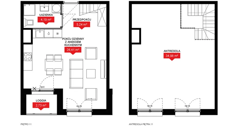 Rzut - Mieszkanie na sprzedaż 1 pokój o powierzchni 70,74 m² - numer A1 144 w 29L