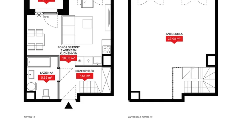 Rzut - Mieszkanie na sprzedaż 1 pokój o powierzchni 66,74 m² - numer A1 155 w 29L